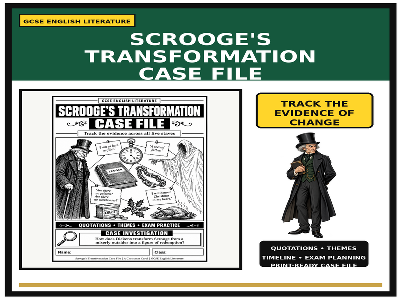Scrooge’s Transformation Case File | A Christmas Carol GCSE English Revision Workbook