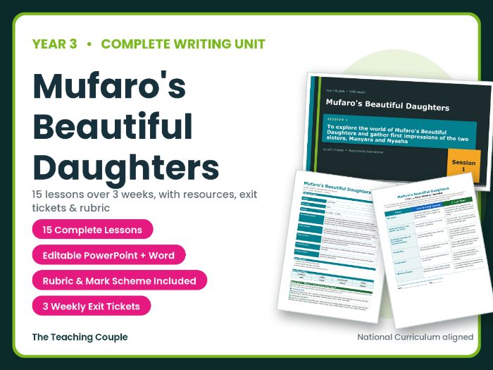 Mufaro's Beautiful Daughters | Year 3 English Unit | 15 Complete Lessons + Resources + Mark Scheme