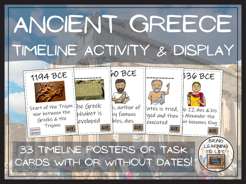 KS2 / KS3 Ancient Greece Timeline Display, Research and Sorting Activity