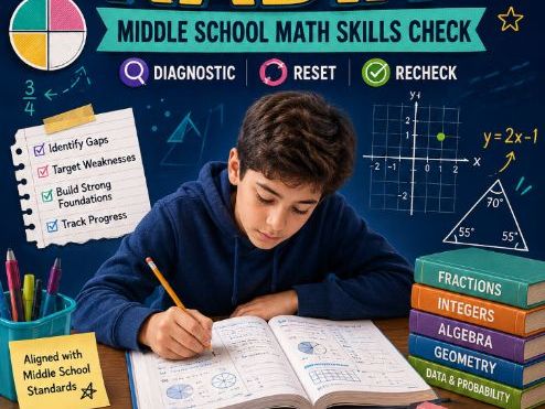 Middle School Math Skills Check | Grades 6–8 | Diagnostic, Reset Lessons & Rechecks