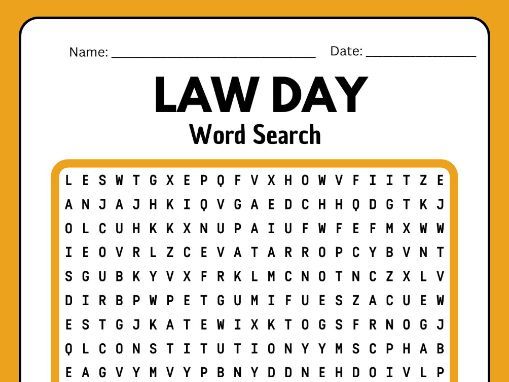 Law day No Prep Word Search Puzzle Worksheet Activity | Teaching Resources