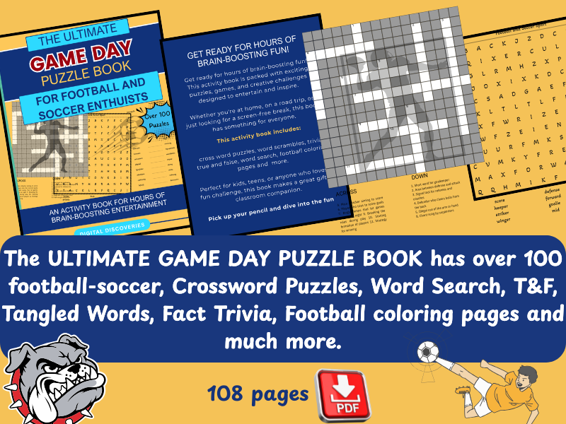 The Ultimate Game Day Puzzle Book, For Football and Soccer Enthuisits, Over 100 puzzles