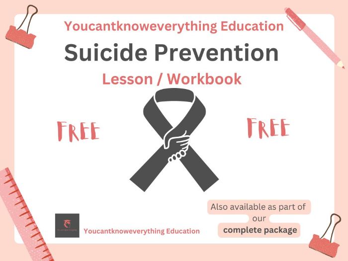 Suicide Prevention Lesson and Workbook