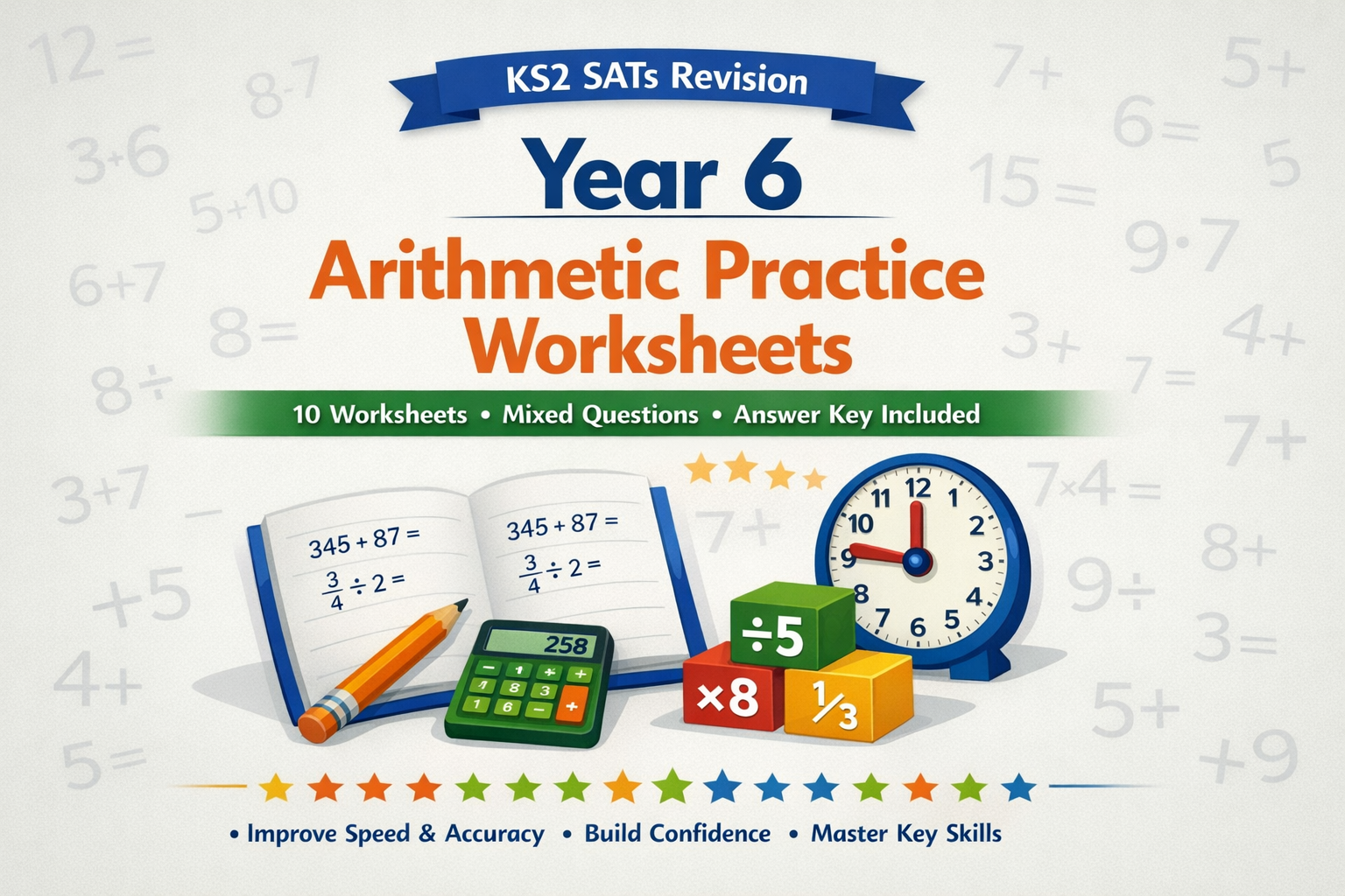 Year 6 Arithmetic Practice Pack 10 Worksheets Answers KS2 SATs year-6-arithmetic-practice-pack-10-worksheets-answers-ks2-sats