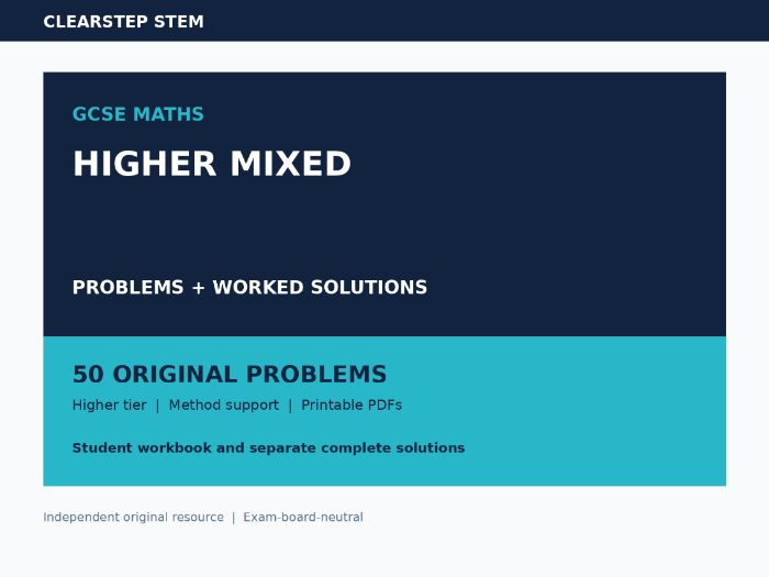 GCSE Higher Mixed Practice Worked Solutions