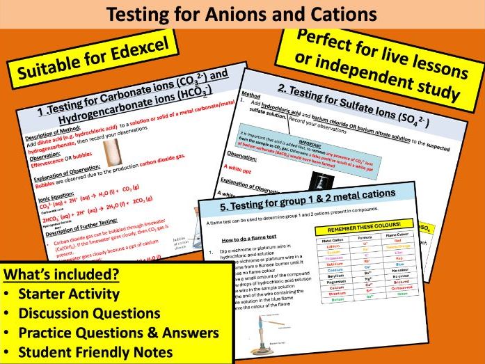 Testing for anions and cations