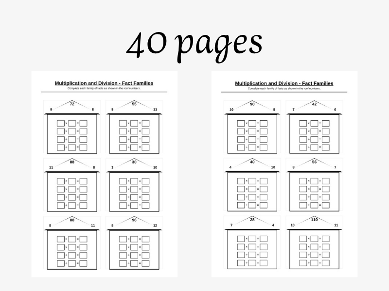 Multiplication and Division Fact Families Workbook