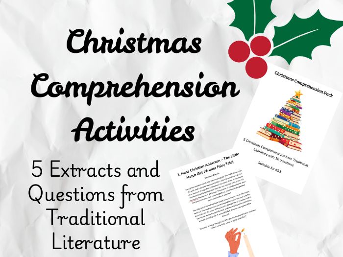 KS3 Christmas Reading Comprehension Pack – 5 Extracts + Question Sets