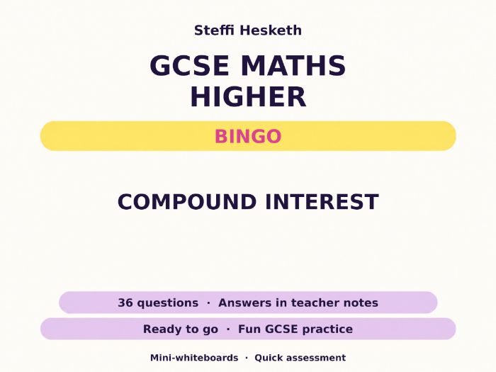 Compound Interest GCSE Maths Higher Bingo