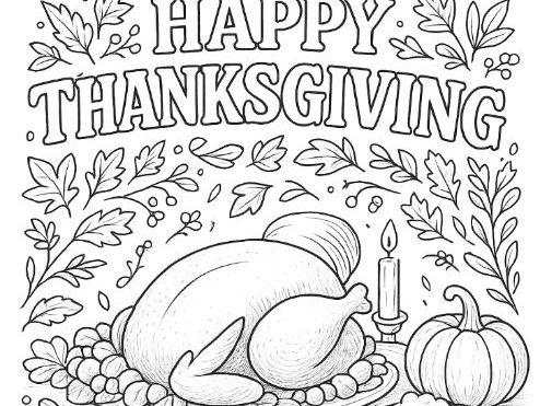 Happy Thanksgiving Colouring Page