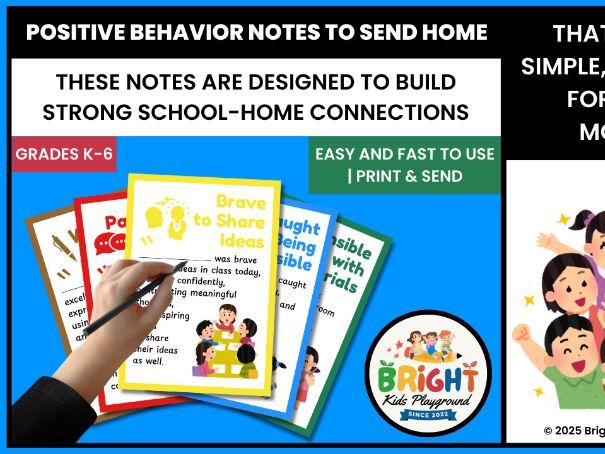Positive Behavior Notes for Students | 40 Editable Teacher-Parent Communication