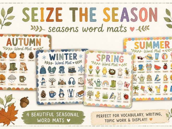 Seize the Season word mats - seasons