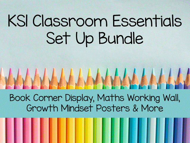 KS1 Essentials Classroom Set Up Bundle- bright stripes