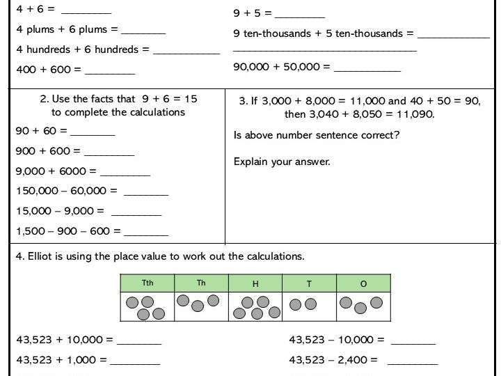 Addition and Subtraction Mental Strategies Place Value