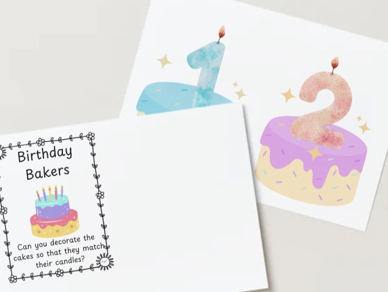 Number candles on birthday cakes