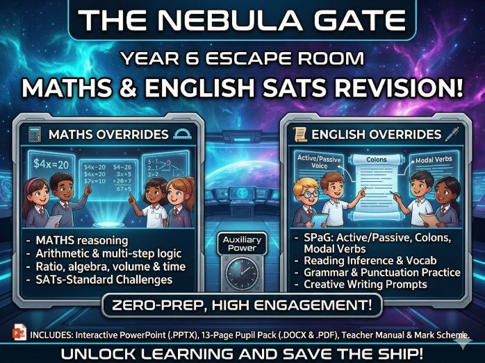 Year 6 Maths & English SATs Escape Room - The Nebula Gate