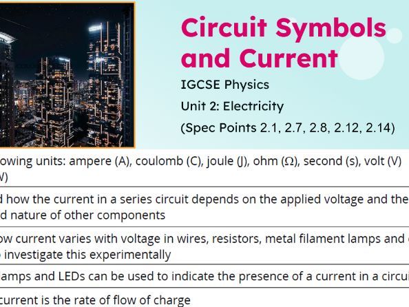 IGCSE Physics: Circuit Symbols and Current | Edexcel Modular | Unit 2 | L1 | FREE RESOURCE
