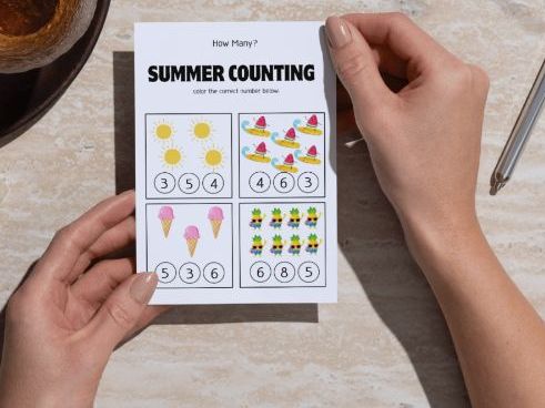 summer Counting Numbers How Many Worksheet 1-10