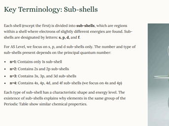 AS Level Chemistry - Unit 1.3 Electrons, energy levels and atomic orbitals