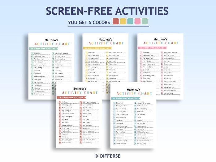 Screen Free Activities | Play Chart | Play Routine Chart | Fun Activity Chart