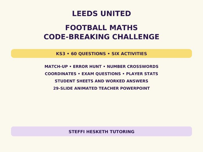 Leeds United Football Maths Code-Breaking Challenge – KS3