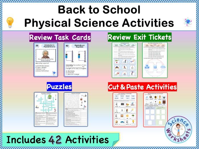 Back to School Physical Science Activities - Puzzles & Worksheets (Printables)