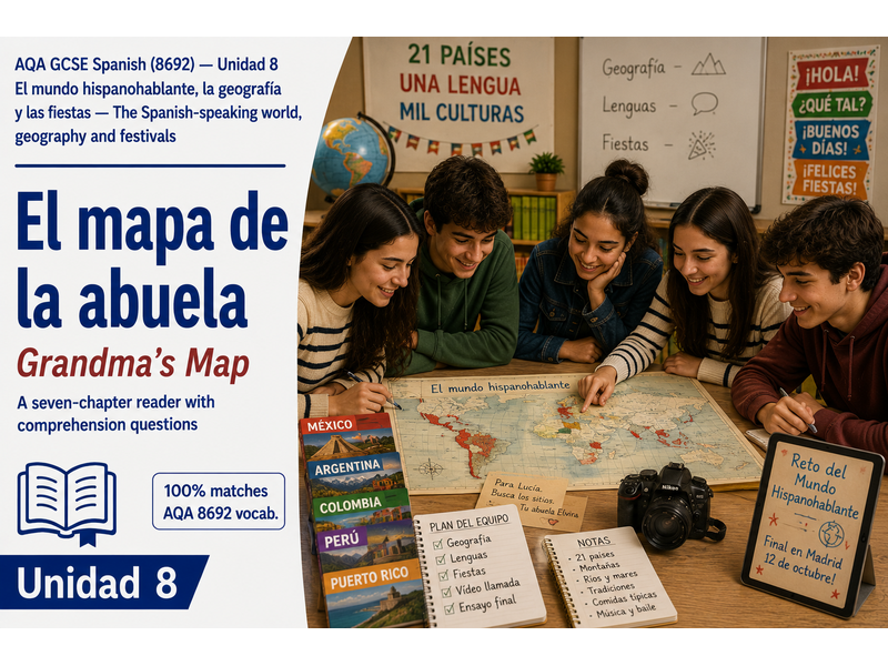 GCSE SPANISH SHORT STORY: AQA 8692 New GCSE - El mundo hispanohablante, geografía y fiestas