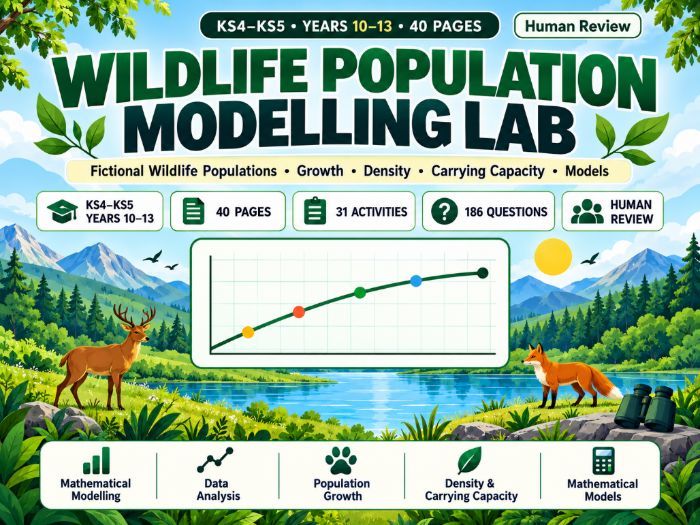 Wildlife Population Modelling Lab  KS4–KS5 Biology & Statistics  40 Pages with Answers