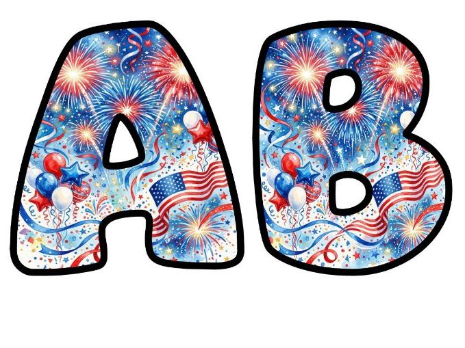 Fourth of July Fireworks Bubble Letters | Seasonal Bulletin Board Letters | Classroom Display Pack