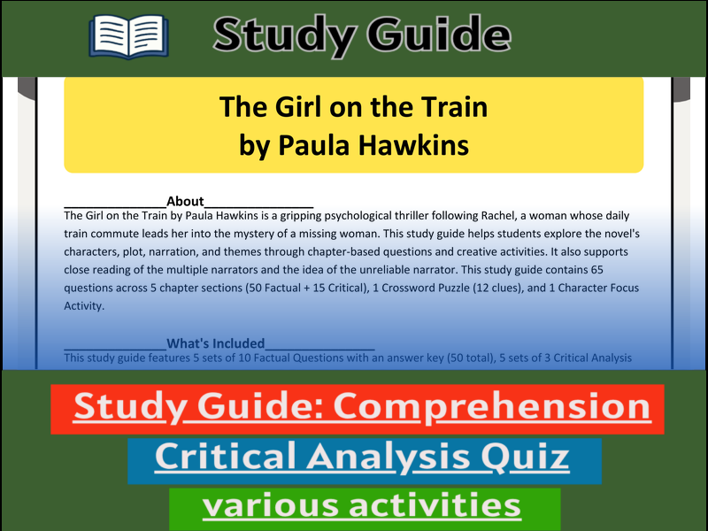 Study Guide for :The Girl on the Train & Comprehension Test