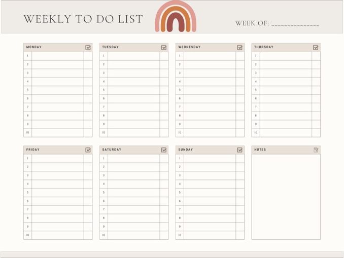 Weekly To Do Template