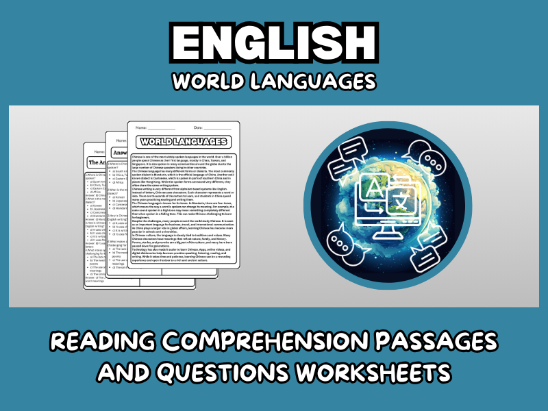 English - World Languages Reading Comprehension Passages and Questions Worksheets