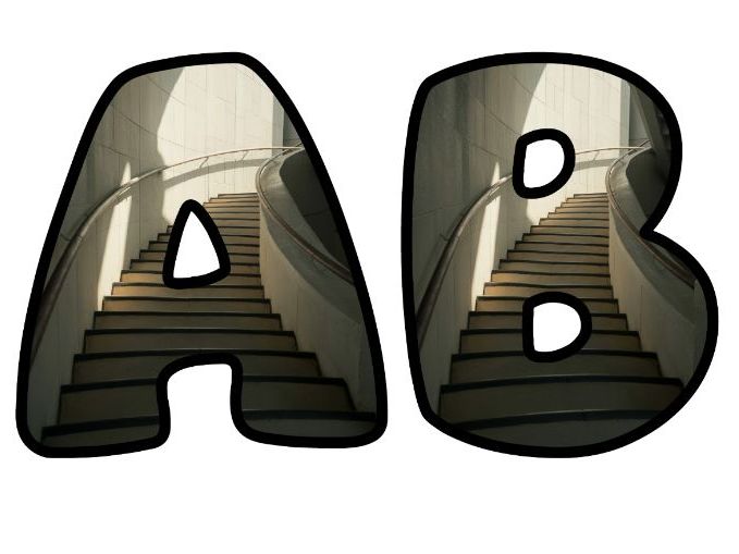 Staircase Stairs Steps Classroom Display | Lettering Set | Upper & Lowercase, 0-9 and Signs
