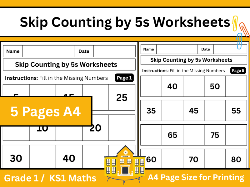 Skip Counting by 5s Worksheets | Math KS1