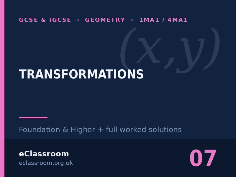 GCSE & iGCSE Transformations worksheet