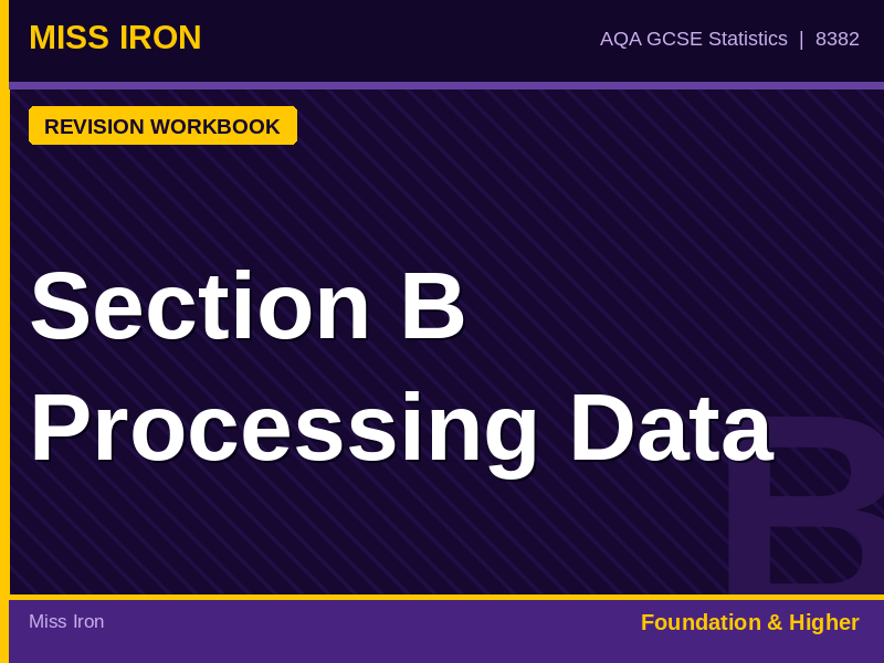 AQA GCSE Statistics Section B Processing Data Revision Workbook 8382