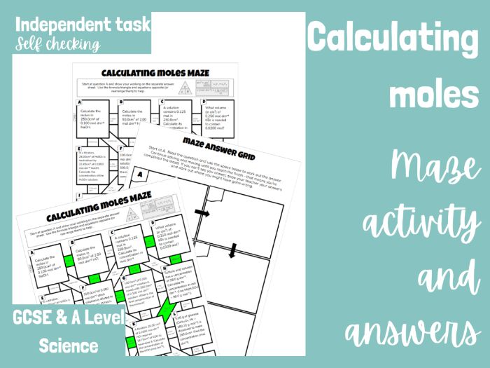 Moles, Concentration & Volume Calculation Maze | GCSE Chemistry | A Level Chemistry | n = cV