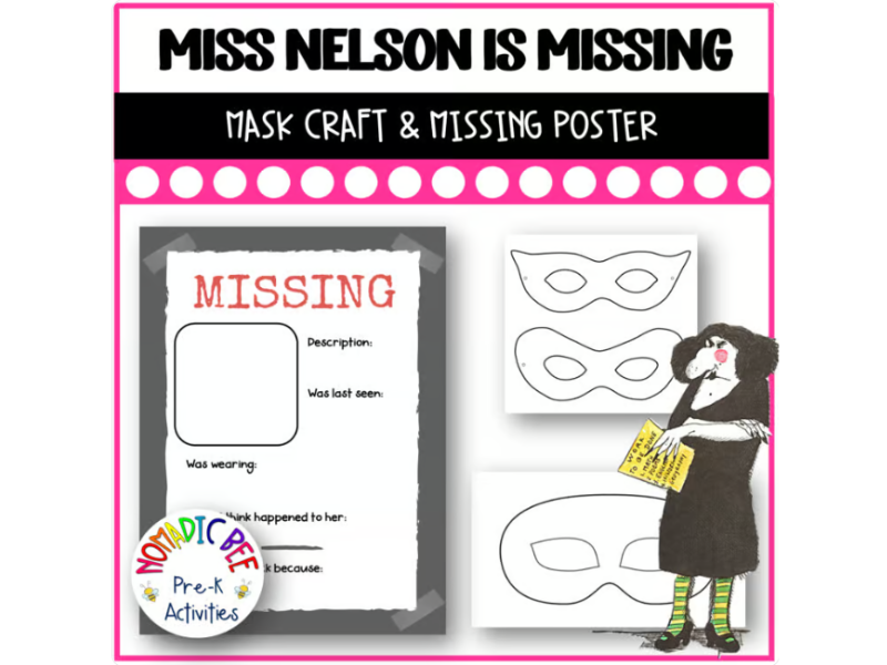 Miss Nelson is Missing Activities - Missing Poster and Mask Craft