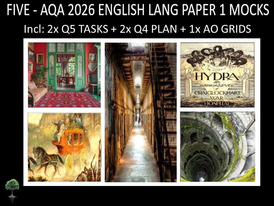 FIVE - AQA PAPER 1 | 2026 FULL MOCKS | Q5 TASKS | Q4 PLAN | AO GRIDS