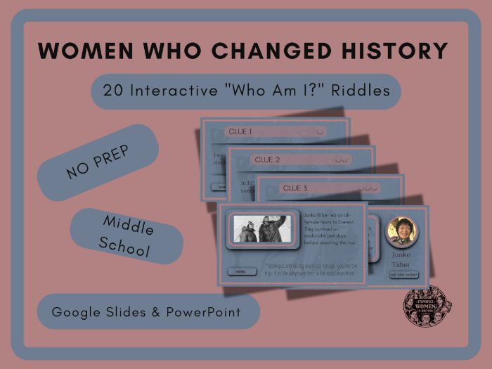Women's History Month: 20 "Who Am I?" Riddles & Discussion
