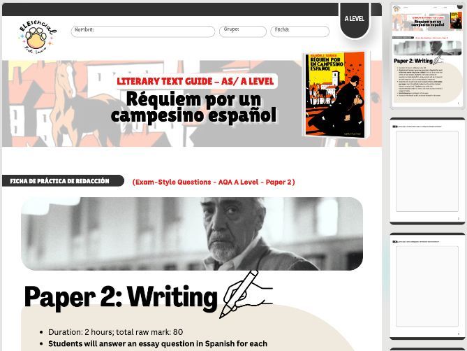 AS/A Level Spanish Exam Practice Guide: Paper 2 Writing Extension (Réquiem por un campesino español)