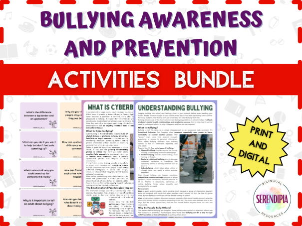 BUNDLE | Bullying Prevention Reading Activities for Middle School |Anti-Bullying Activities KS3 KS4