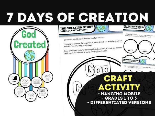 7 Days of Creation Mobile Craft | Genesis Bible Activity for Years 2 to 4