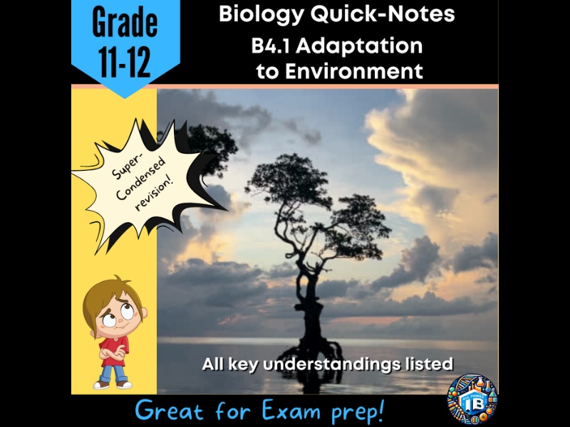 IB DP Biology B4.1 Adaptation to Environment Condensed Topic Notes 2026