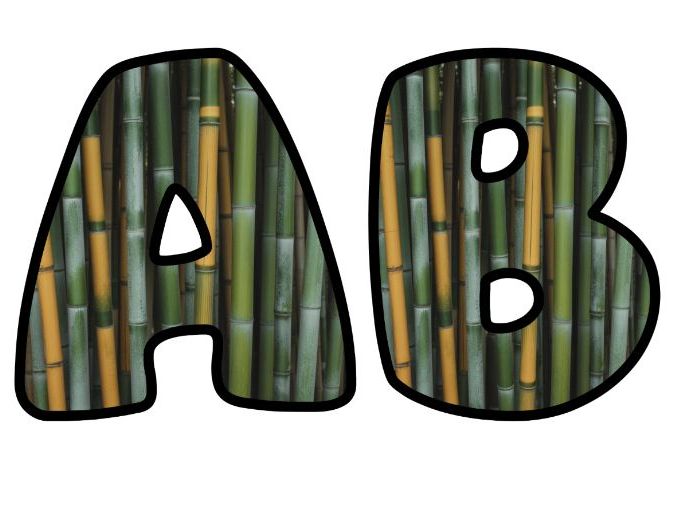 Bamboo Stalks Plant Themed Lettering Set | Classroom Display | Upper & Lowercase, 0-9