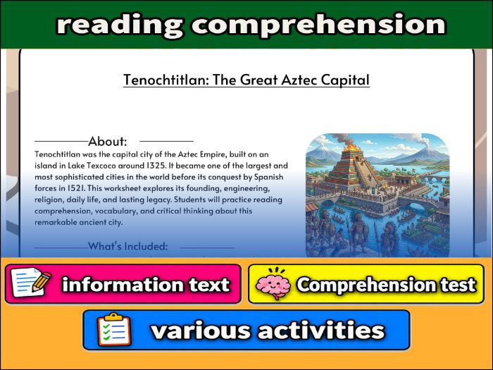 Tenochtitlan: The Great Aztec Capital & Comprehension Test