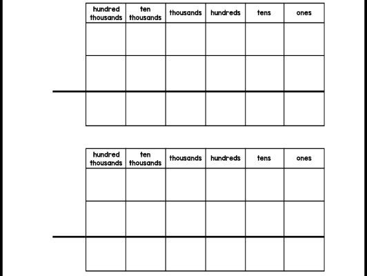 Multi-Digit Regrouping Templates for 2-7 Digit Addition & Subtraction - Printable Scaffolded Support
