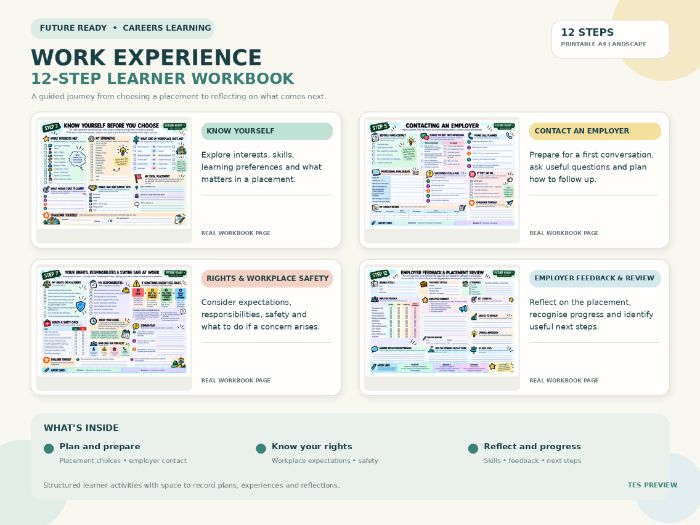 Work Experience Workbook | Careers Education | Gatsby Benchmarks | KS3 KS4 SEND