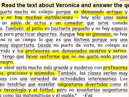 Spanish - School revision - asignaturas