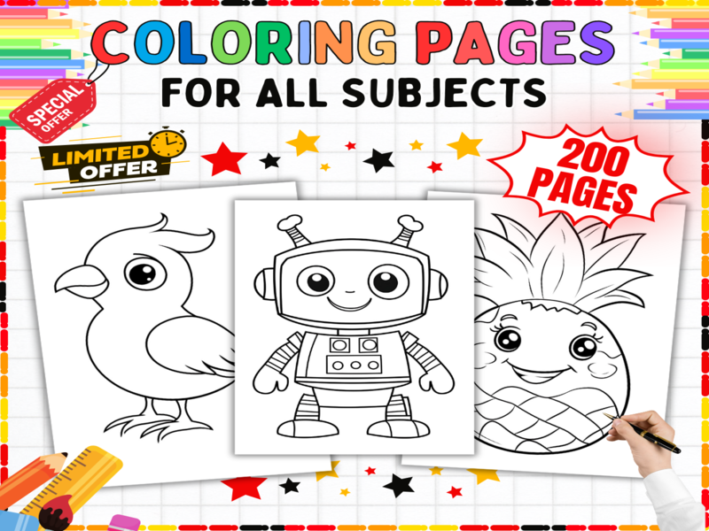 200 Colouring Pages Bundle | Autumn, Spring, Summer, Winter Activities for Primary School Children